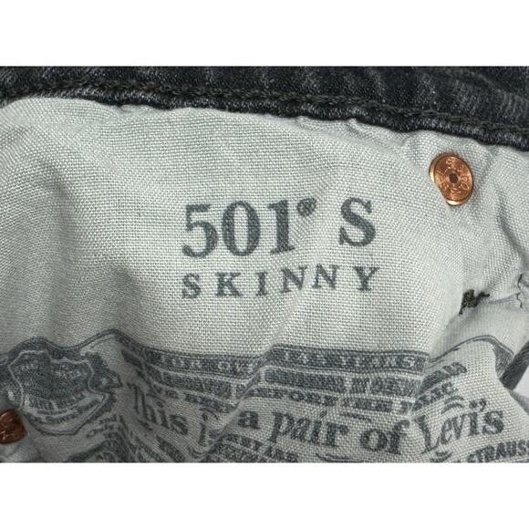 Levi's 501S Women's Button Fly Skinny Gray Denim Jeans - Size 25x28 (26x28) - Picture 7 of 7